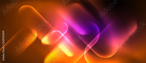Neon glowing techno lines, hi-tech futuristic abstract background template
