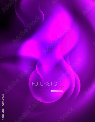 Shiny metallic neon waves vector design