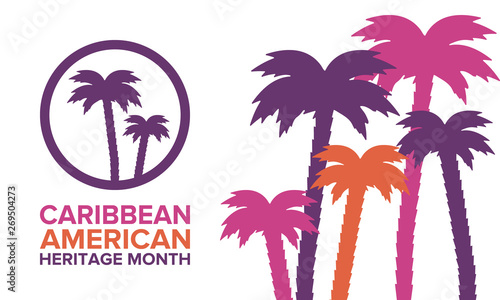 Caribbean American Heritage Month in June. Culture Month to the people of America. Celebrate annual with festival. Happy holiday. Poster, card, banner and background. Vector ilustration