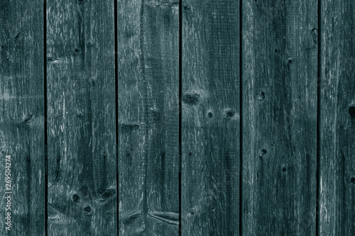 Dark blue and green wooden boards  planks. Surface of old gray shabby weathered wood parquet  desk. Vintage pattern of rustic dark grey oak. Green woody grunge texture  barn. Old dirty grain timber. C