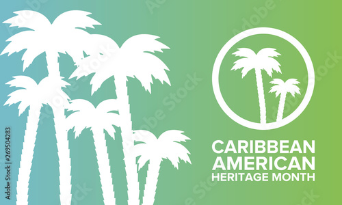 Caribbean American Heritage Month in June. Culture Month to the people of America. Celebrate annual with festival. Happy holiday. Poster, card, banner and background. Vector ilustration