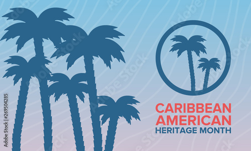 Caribbean American Heritage Month in June. Culture Month to the people of America. Celebrate annual with festival. Happy holiday. Poster  card  banner and background. Vector ilustration
