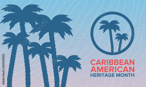 Caribbean American Heritage Month in June. Culture Month to the people of America. Celebrate annual with festival. Happy holiday. Poster, card, banner and background. Vector ilustration