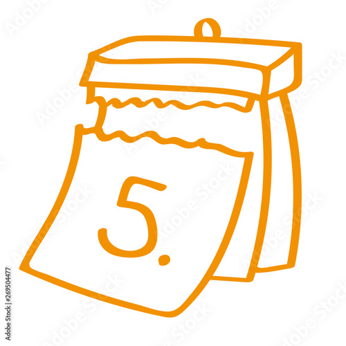 Handgezeichneter Kalender - Tag 05 in orange