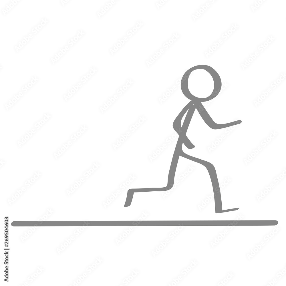 Handgezeichnetes Männchen rennt in grau