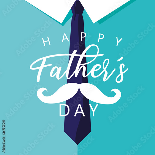 happy father day card with moustache and necktie
