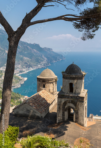 View over Gulf of Salerno from Villa Rufolo, Ravello, Campania, Italy