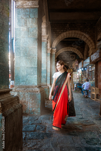 Mumbai, India;05/19/2019; Beautiful woman in saris clothe in mumbai , India photo