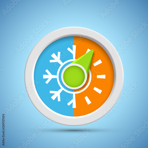 Climate control regulator with hot and cold temperatures.