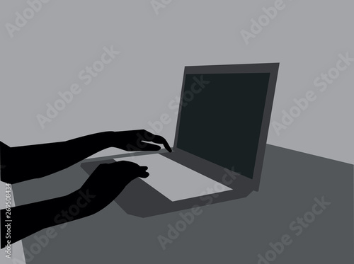 hand with laptop