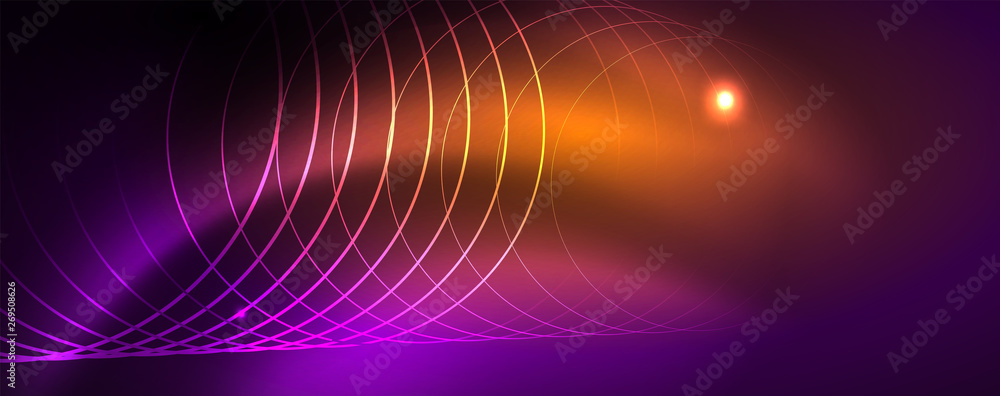 Shiny glowing design background, neon style lines, technology concept, vector Shiny glowing design background, neon style lines, technology concept, vector