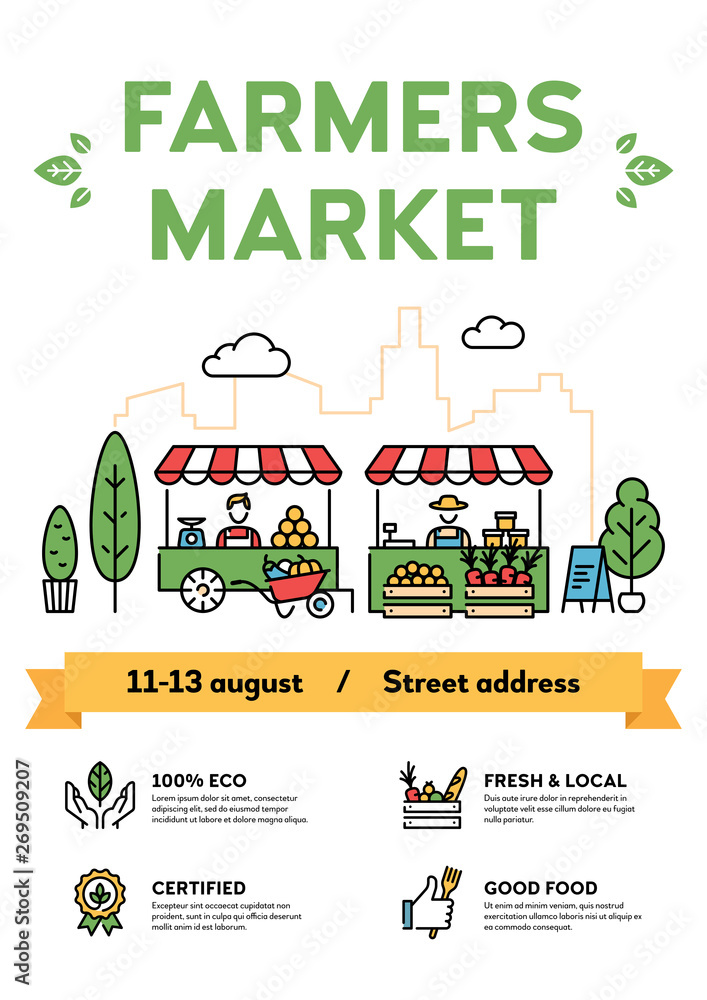 Obraz premium Vector Farmers Market Event Poster