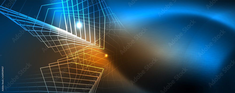 Neon glowing techno lines, hi-tech futuristic abstract background template, vector Neon glowing techno lines, hi-tech futuristic abstract background template, vector