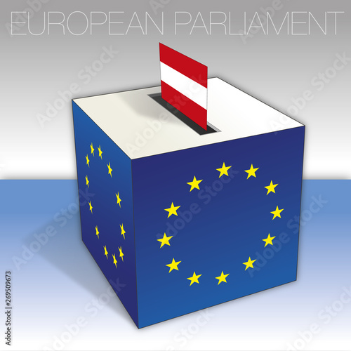 Austria, voting box, European parliament elections, flag and national symbols, vector illustration