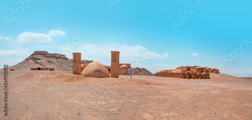 Towers of silence at bright blue sky - Yazd, Iran - The historical site of ancient Persia © muratart