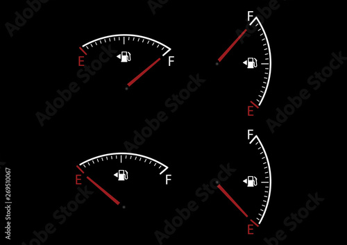 Vector of full and empty car fuel gauge