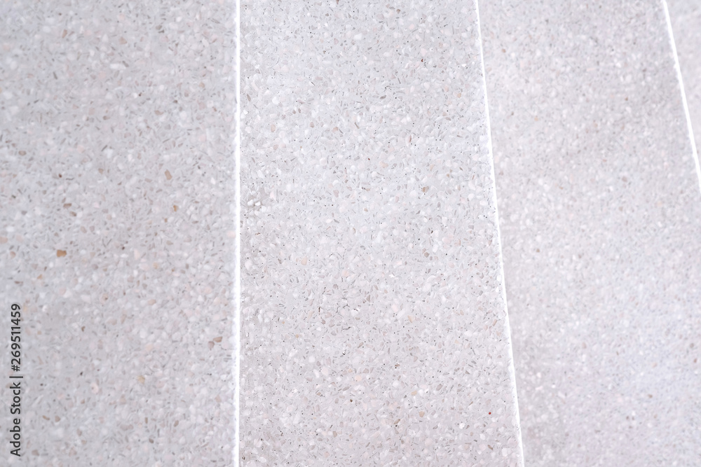 Fototapeta premium Stairs Terrazzo polished stone walkway and floor, pattern and color surface marble and granite stone, material for decoration background texture, interior design. selective focus.