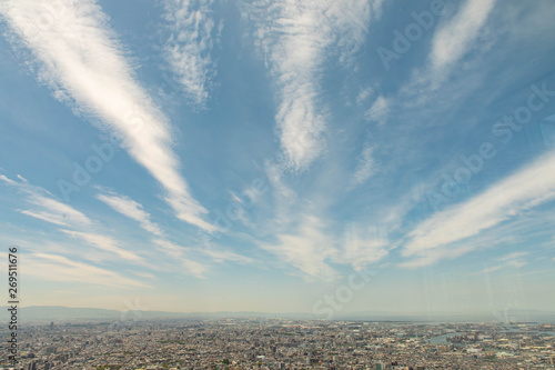 阿部野ハルカスの展望台から見た面白い雲の模様