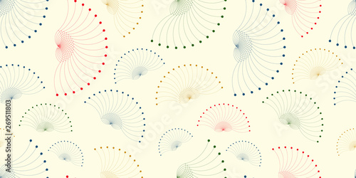 floating seeds wings seamless pattern in retro shades on ivory