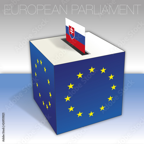 Slovakia, voting box, European parliament elections, flag and national symbols, vector illustration
