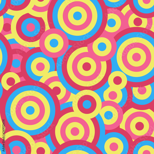 Colorful circles seamless repetitive vector pattern