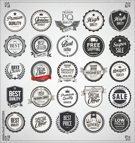 Set of Retro vintage labels and badges