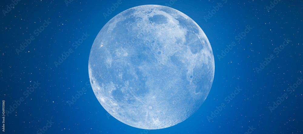 Full Blue Moon "Elements of this image furnished by NASA " - obrazy, fototapety, plakaty 