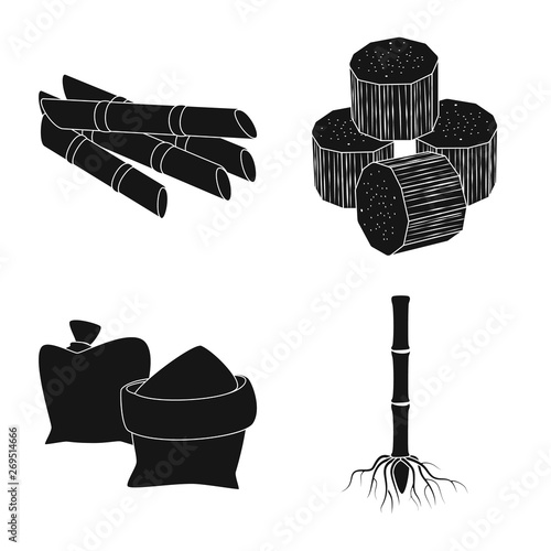 Vector illustration of sucrose and technology icon. Collection of sucrose and cane vector icon for stock.