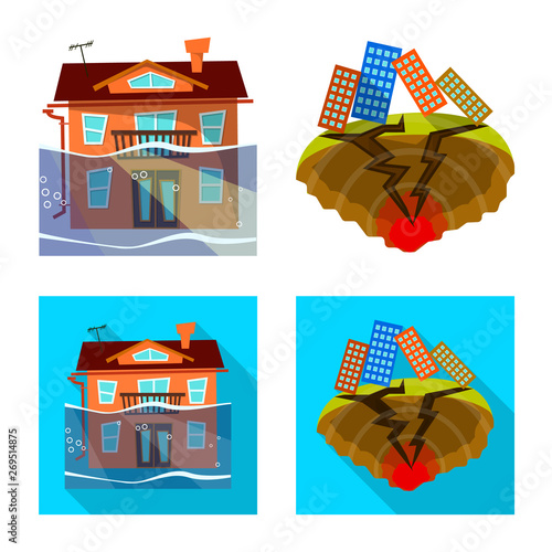 Isolated object of weather and distress sign. Collection of weather and crash vector icon for stock.