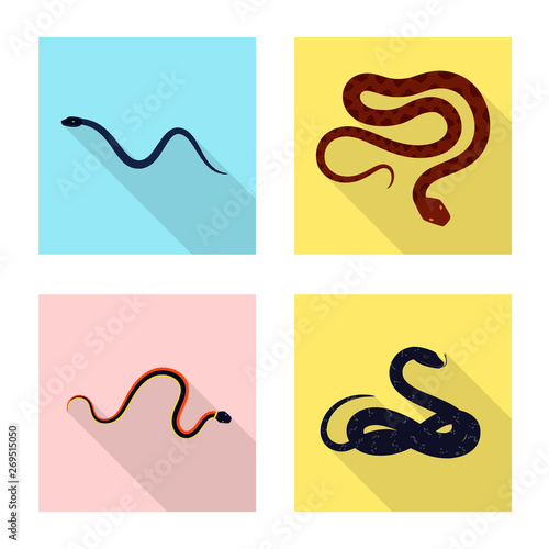 Vector illustration of skin and reptile sign. Set of skin and danger stock vector illustration.