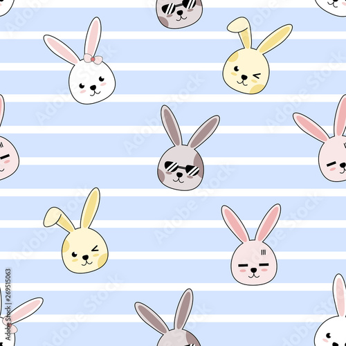 Seamless pattern with cute rabbit 