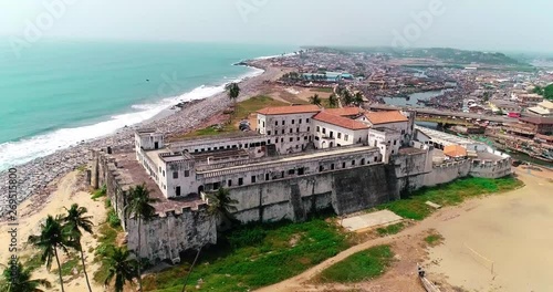 This is St. George's Castle at Elmina in Ghana, West Africa. It is recognized by UNESCO as a World Heritage Site. Footage was shot in 4K. For more similar footages, search the keyword 