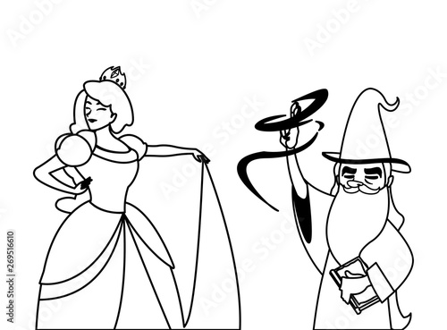 beautiful princess with wizard of tales characters