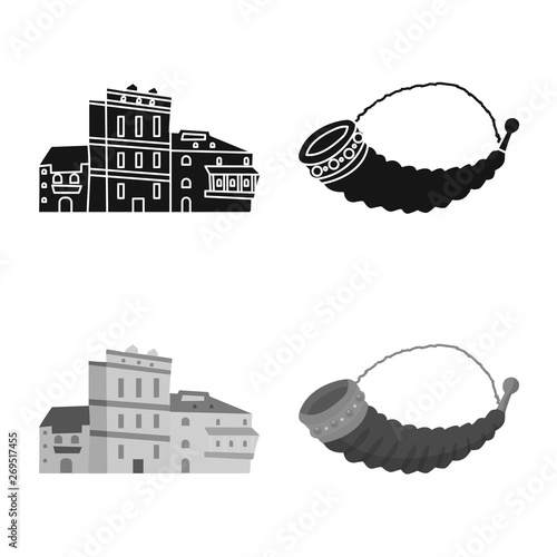 Isolated object of culture and sightseeing sign. Collection of culture and originality vector icon for stock.