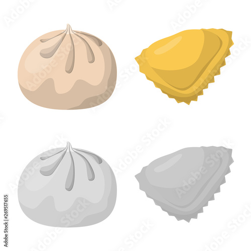 Vector illustration of products  and cooking sign. Set of products  and appetizer stock symbol for web.