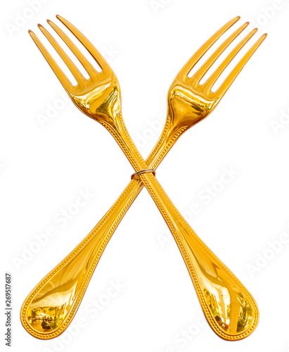 Fourchettes d’or sur fond blanc 