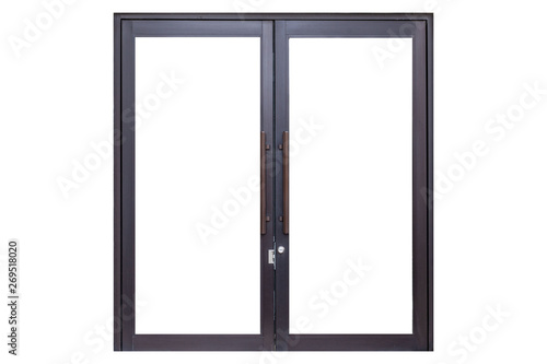 Black metal door frame isolated on white background