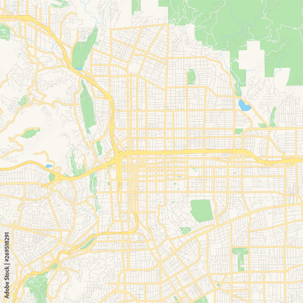 Empty vector map of Pasadena, California, USA