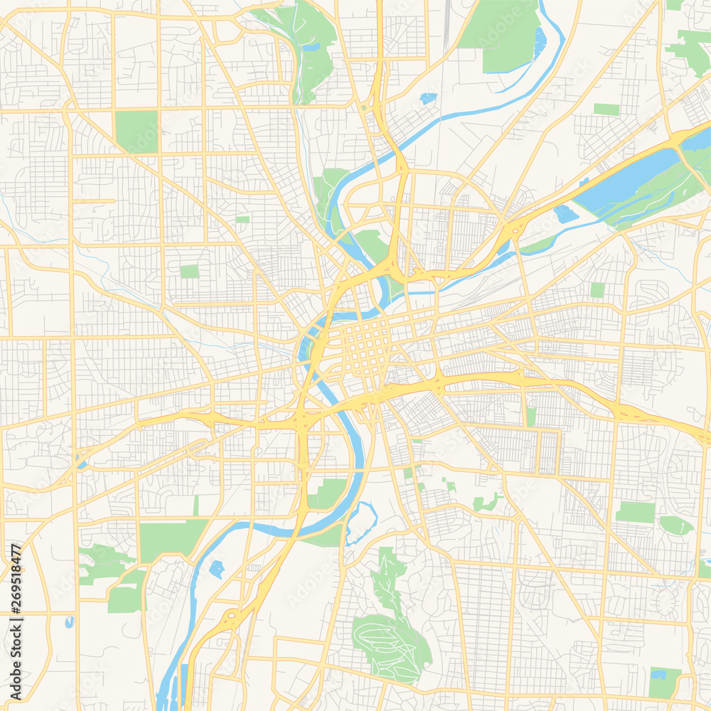 Empty vector map of Dayton, Ohio, USA
