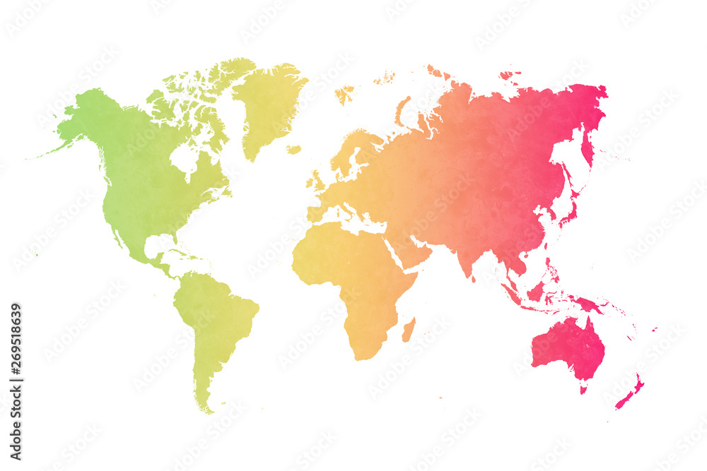 world map on colorful wall background