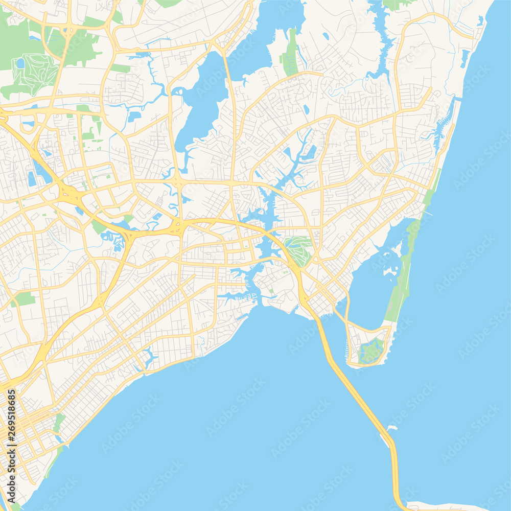 Empty vector map of Hampton, Virginia, USA