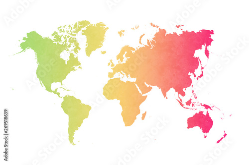 Fototapeta Naklejka Na Ścianę i Meble -  world map on colorful wall background