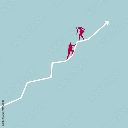 Teamwork, business concept. Isolated on blue background.