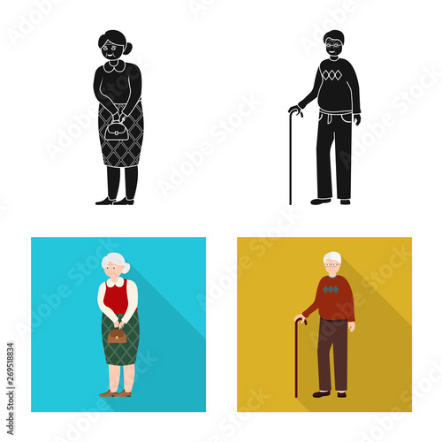 Vector design of character and avatar  symbol. Collection of character and portrait stock vector illustration.