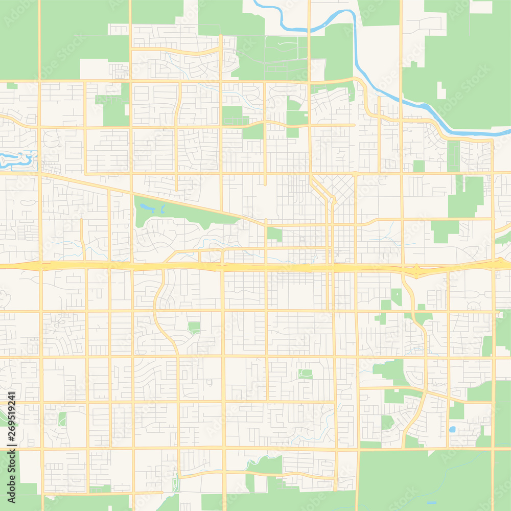 Empty vector map of Visalia, California, USA
