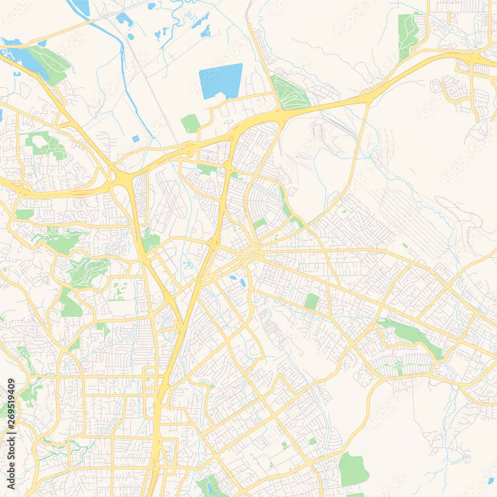 Fototapeta Empty vector map of Concord, California, USA
