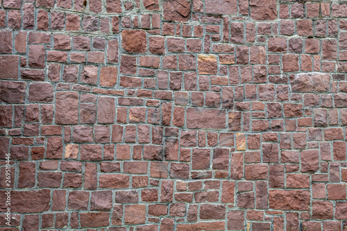 Wall Created Using Decorative Red Stones