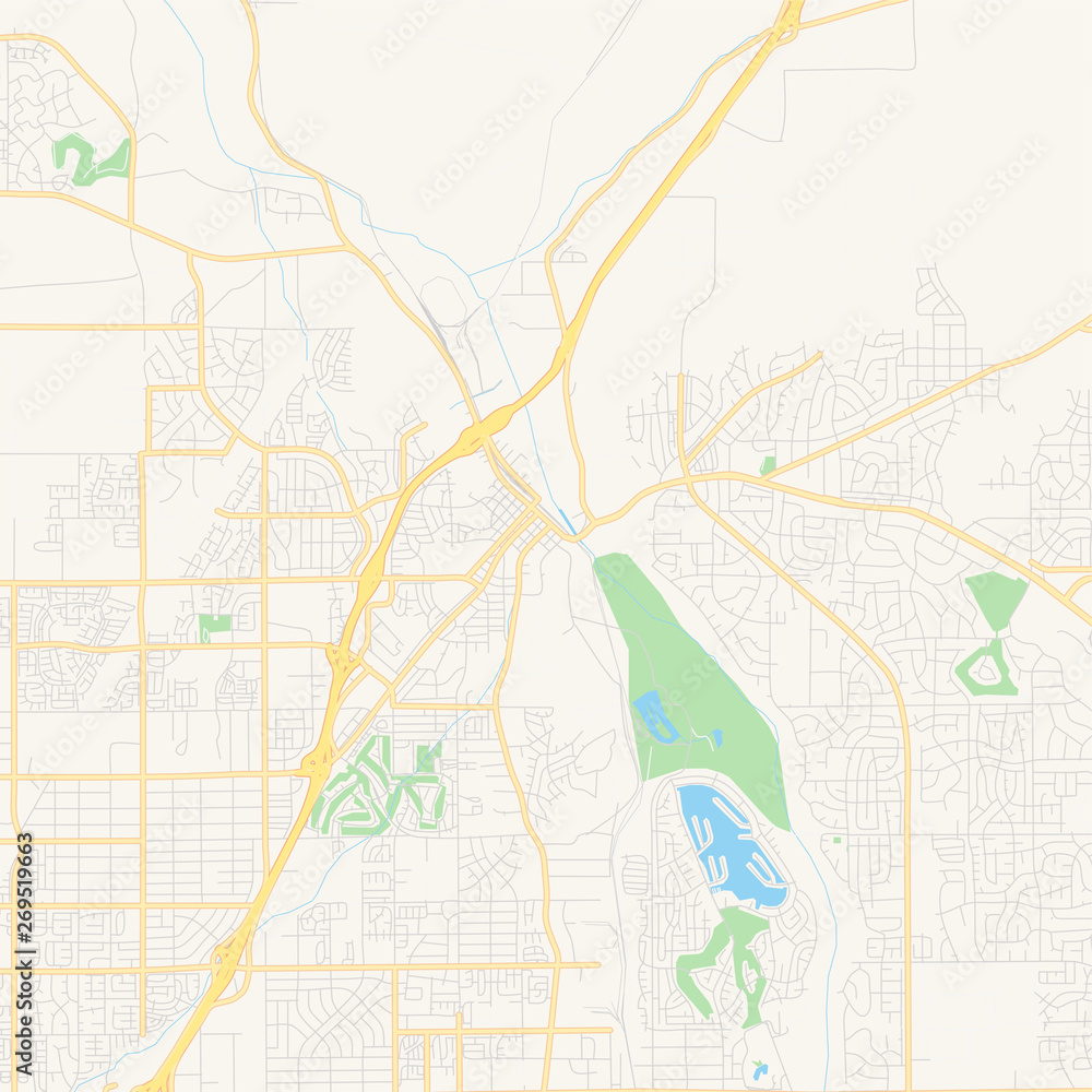Naklejka premium Empty vector map of Victorville, California, USA