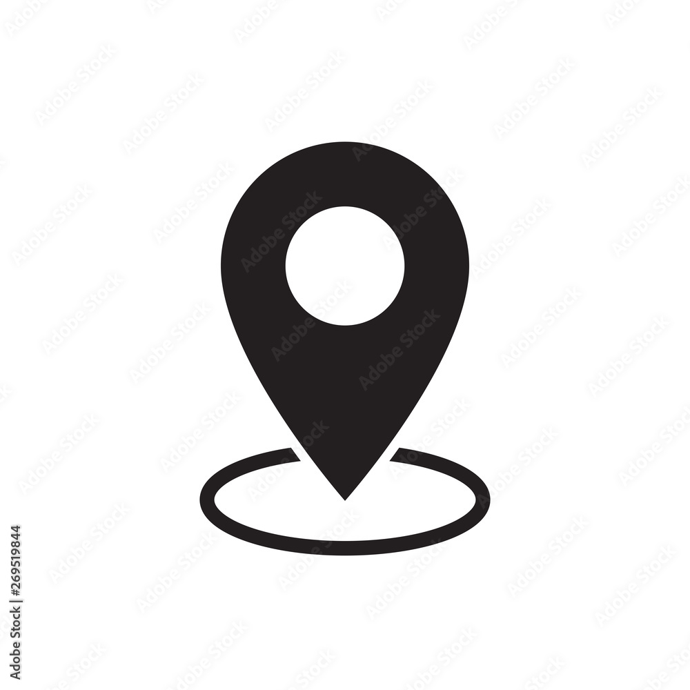 black flat map pointer icon on white background black flat map pointer icon on white background