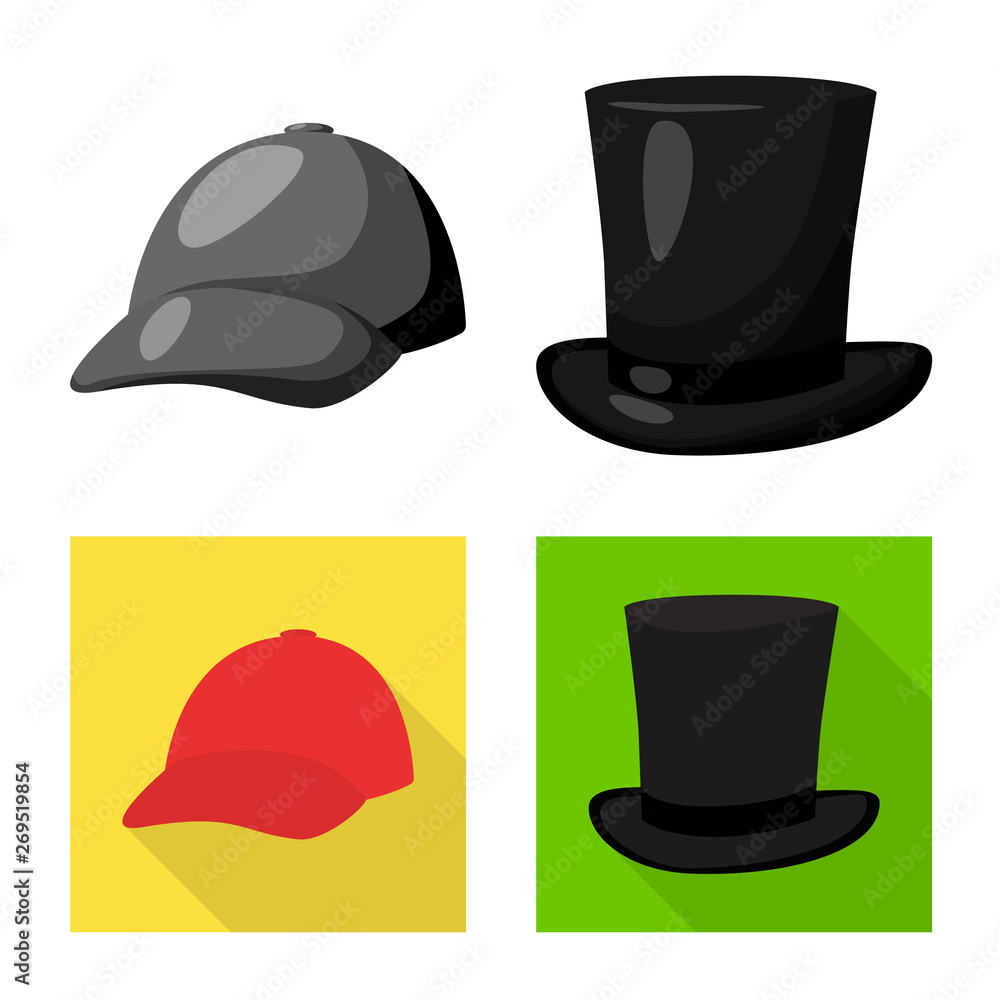 Vector design of clothing and cap sign. Collection of clothing and beret vector icon for stock. Vector design of clothing and cap sign. Collection of clothing and beret vector icon for stock.